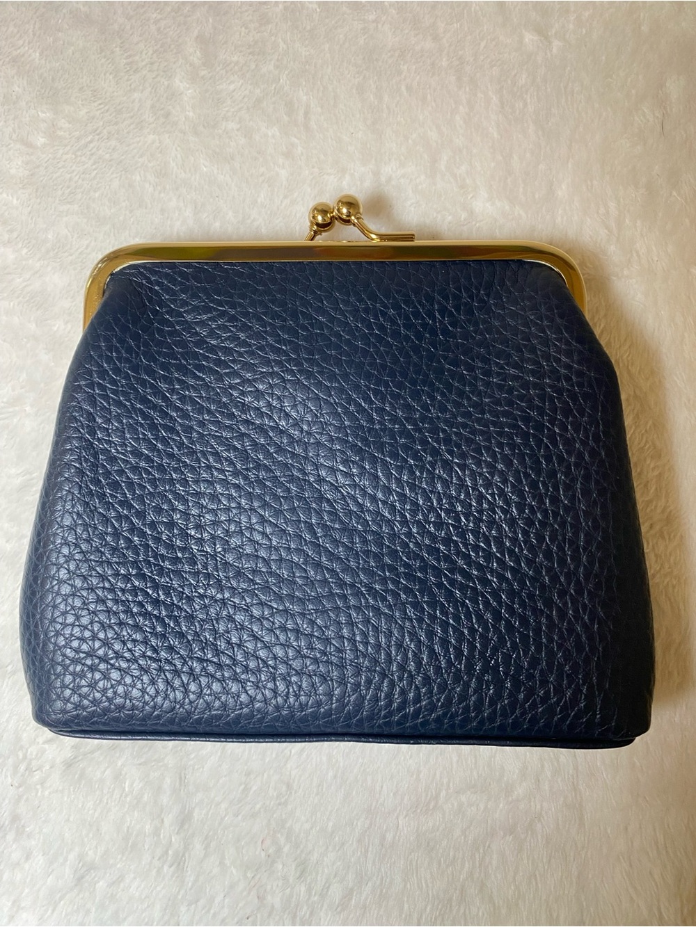 Dooney & Bourke Marine Pebble Leather Kiss-Lock Coin Purse with Gold Hardware - Picture 4 of 12